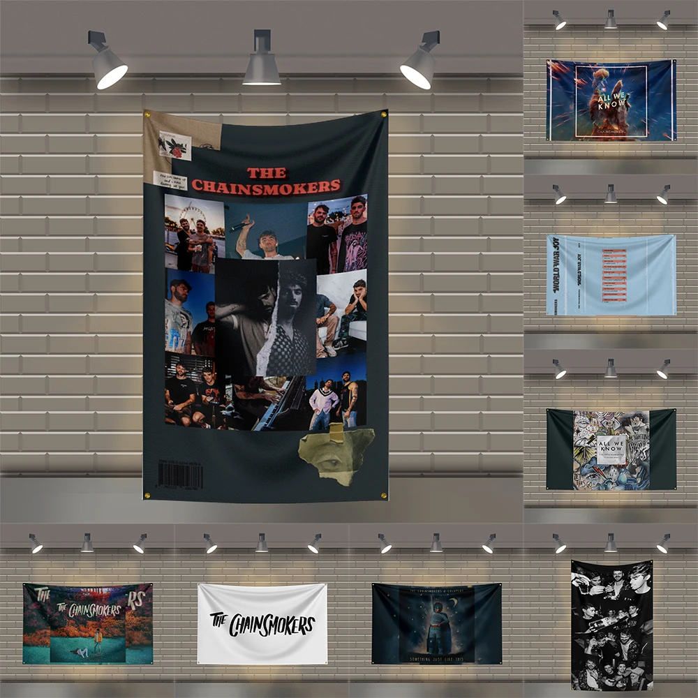 

3x5 Ft T-The-Chainsmokerss Heavy Metal Band Flag Rock Music Wall Banner for Bedroom Studio Bar Concert Outdoor Decor