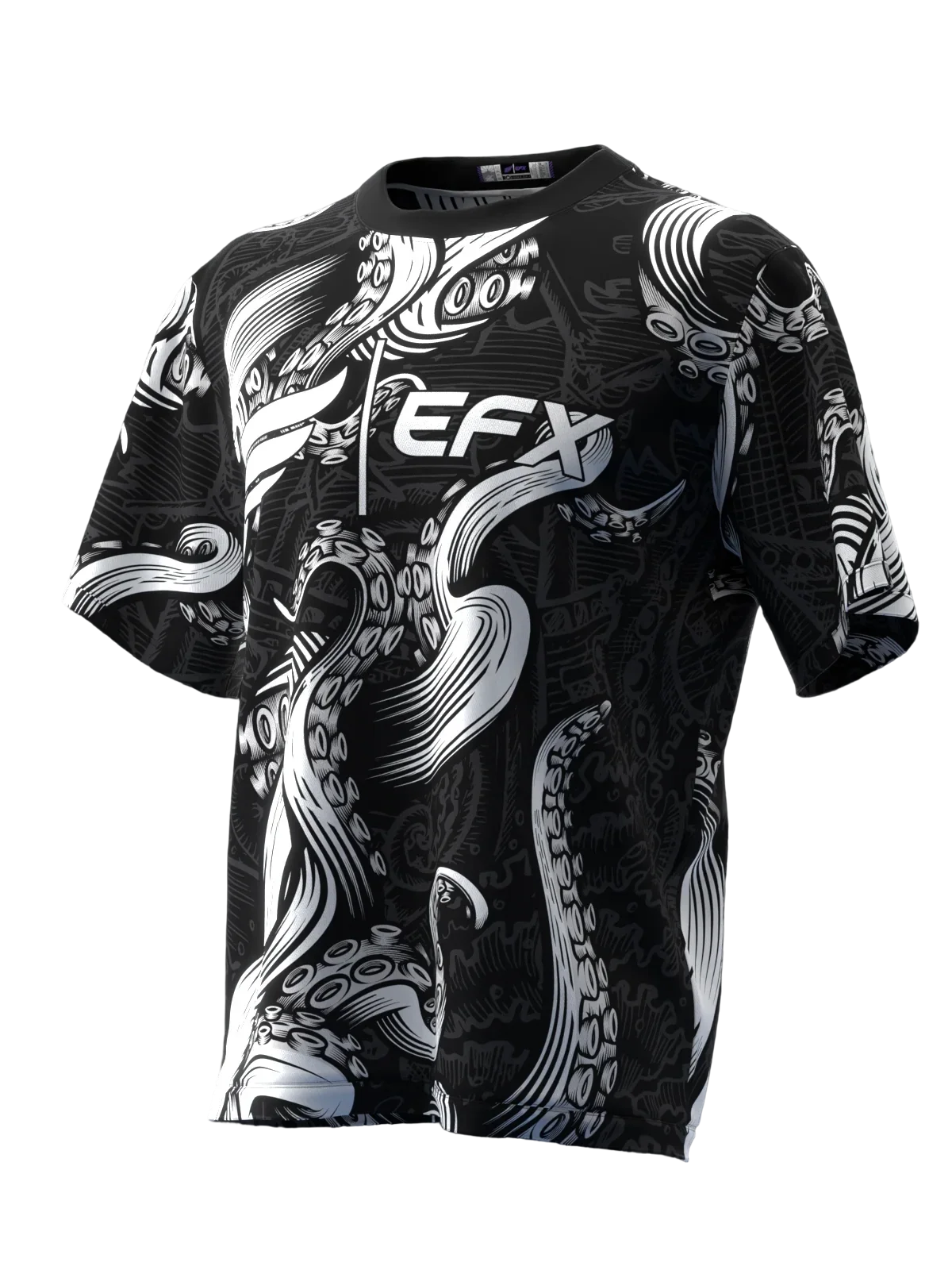 Black White Creature Graphic Short Sleeve Bowling Jersey, Quick Dry Breathable Top Bowling Hobby Events Fan Community Gatherings