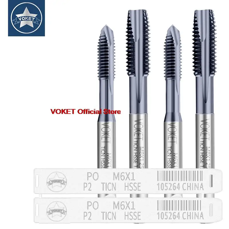 VOKET HSSE-M35 JIS Standard With TICN Spiral Pointed Tap M2 M2.5 M3 M4 M5 M6 M8 M10 M12 Metric Machine Screw Thread Taps