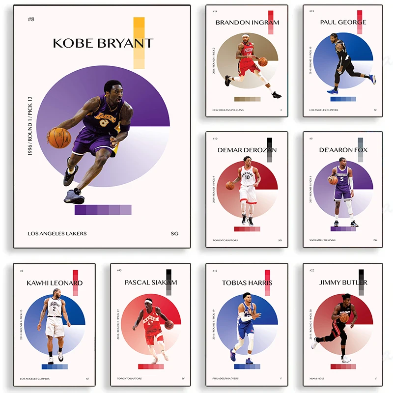 Atleta de baloncesto moderno y sencillo, carteles de alta calidad, Kawhi Leonard Jayson Tatum Curry Sport, pintura en lienzo, decoración del hogar