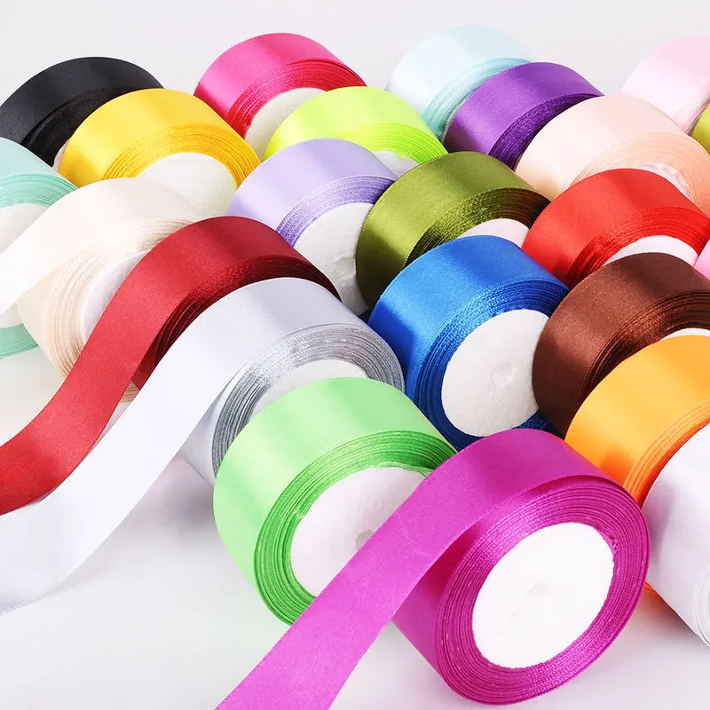 2'' 50mm (22meters/roll) Multicolor Single Face Satin Ribbon Wedding Party Decoration Ribbon DIY Christmas Gift Wrapping Tape