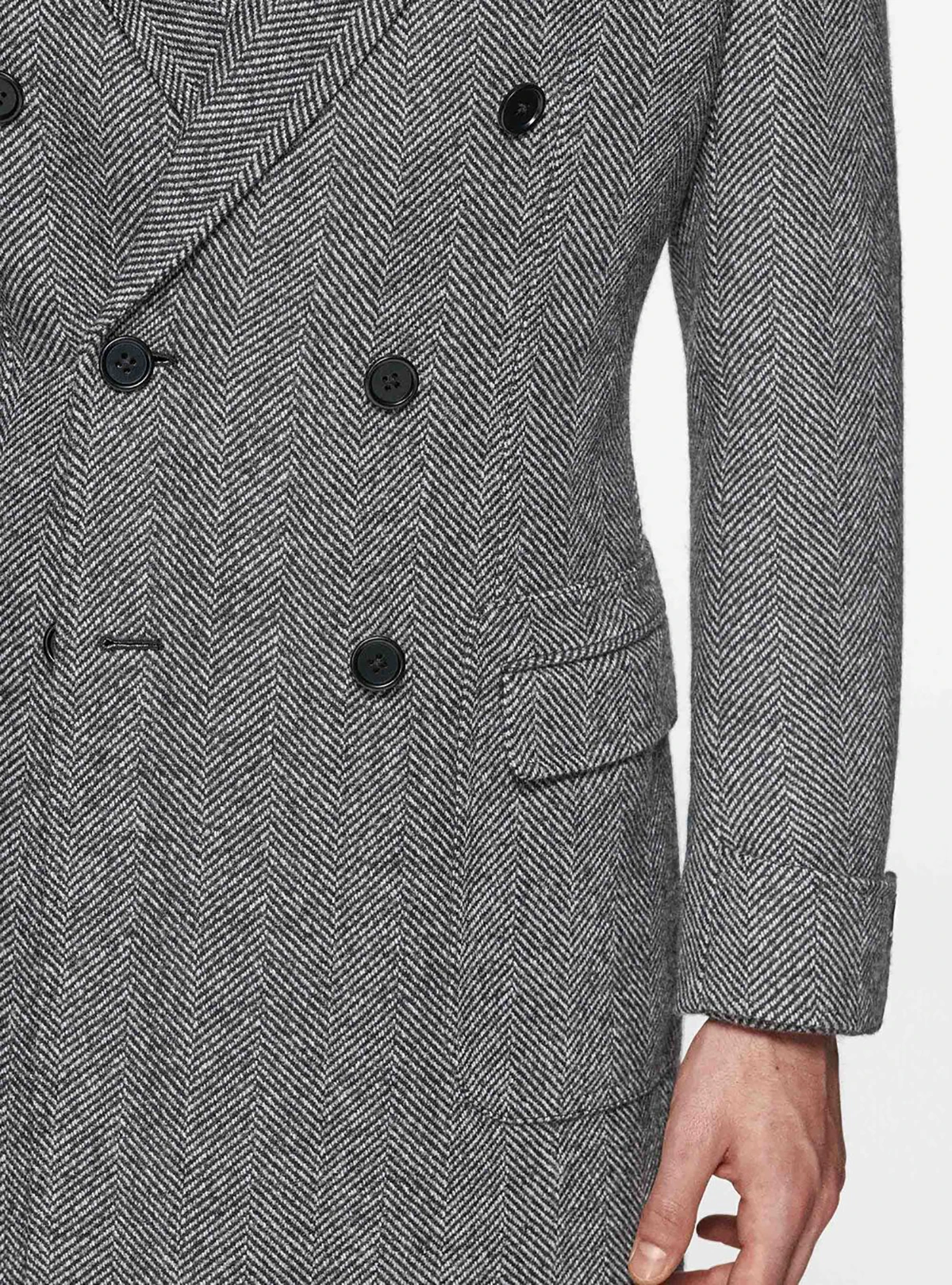 Abrigo de invierno en espiga para hombre, gabardina con doble botonadura, trajes formales personalizados de talla grande, prendas de vestir, chaqueta con bolsillo para fiesta y negocios