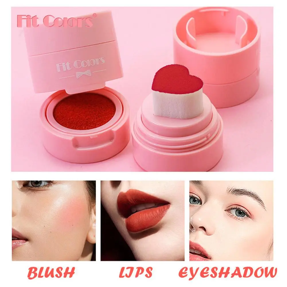 Multi-Use Blush Hartvorm Stempel Kussen Blusher Vochtinbrengende Crème Schaduw Lippen Wang Blusher Roze Rode Oranje Perzik Romige Make-Up