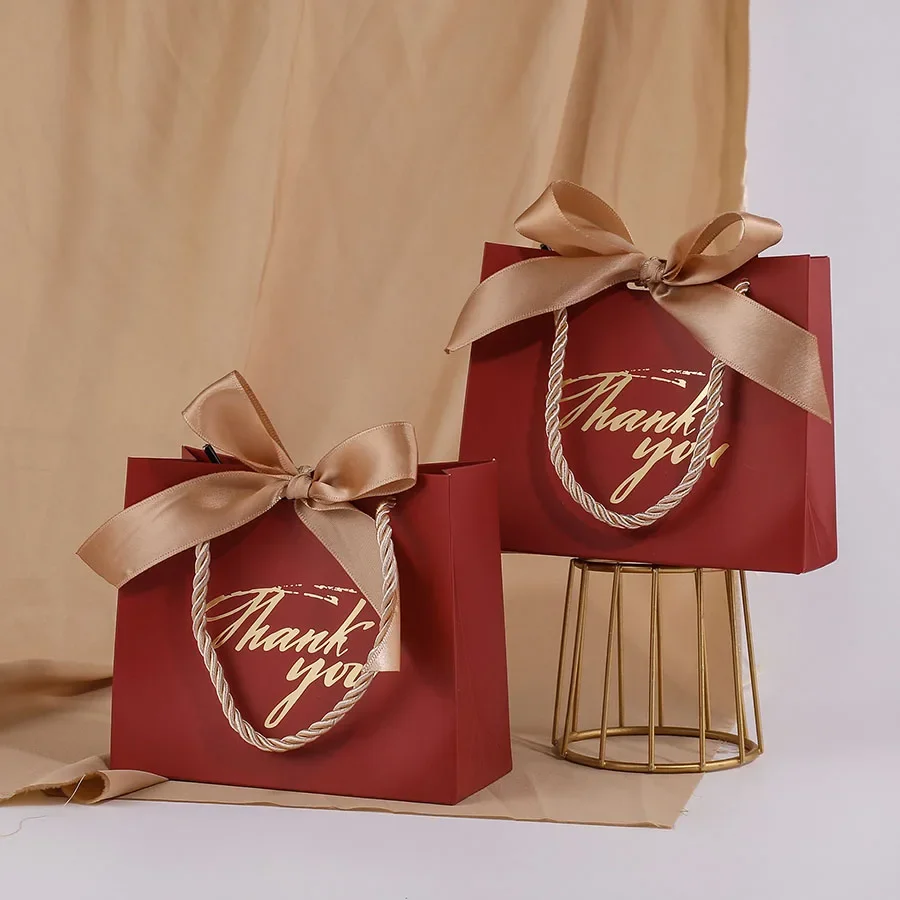 6 Stück Dankeschön-Geschenk-Papiertüten, rosa, weiß, rot, schwarz, Geschenkverpackungsbeutel für Hochzeit, Brautparty, Geburtstag, Junggesellenabschied, JXB – Detail 6