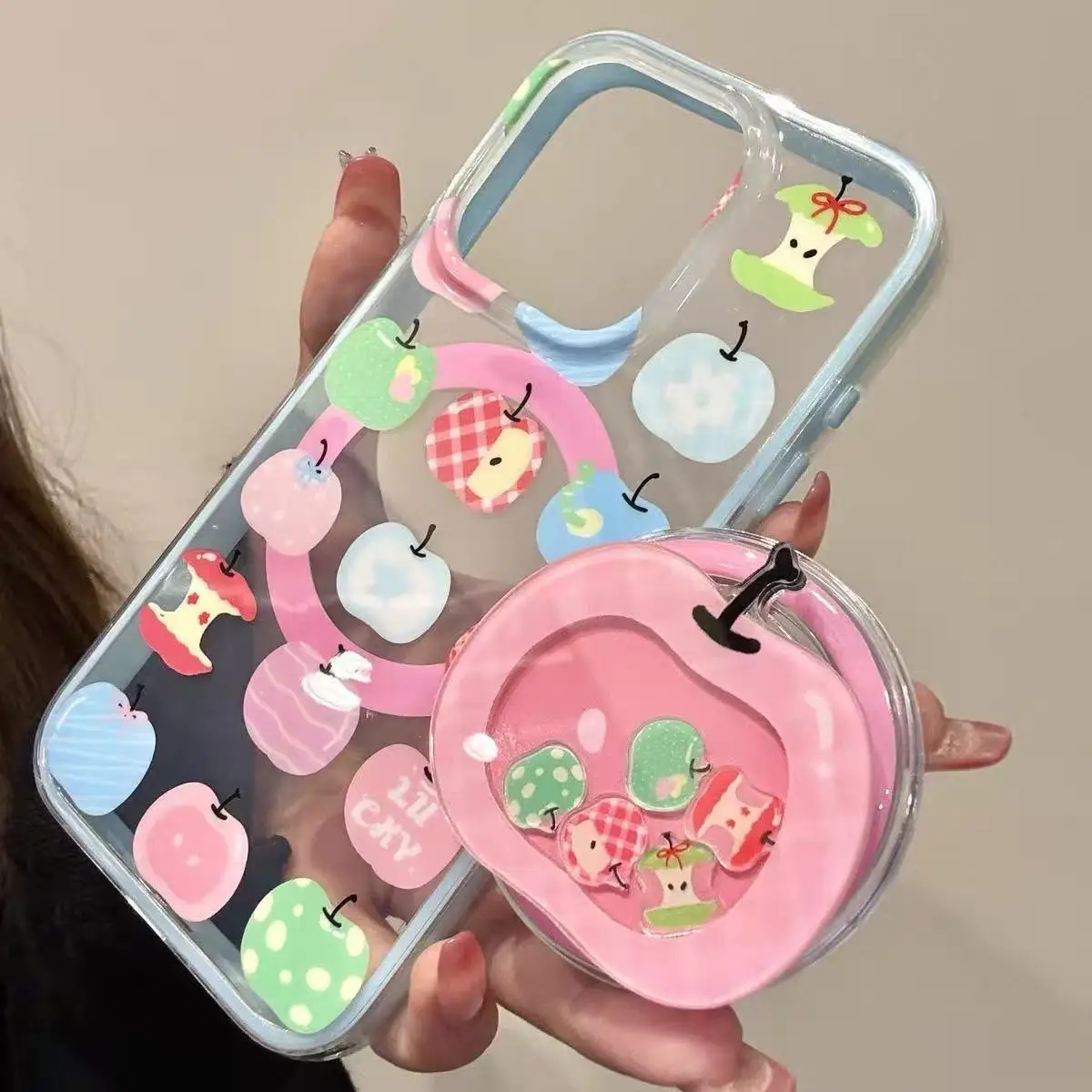 Apple Shake Cartoon For Magsafe Phone Magnetic Griptok Stand For iPhone Funny Foldable Wireless Charging Case Holder