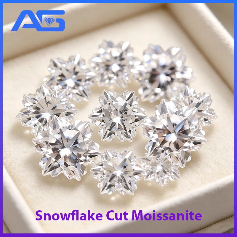 White D Color Moissanite Stone Snowflake Cut 2.5-7.0ct VVS1 Pass Diamond Tester with GRA Certificate