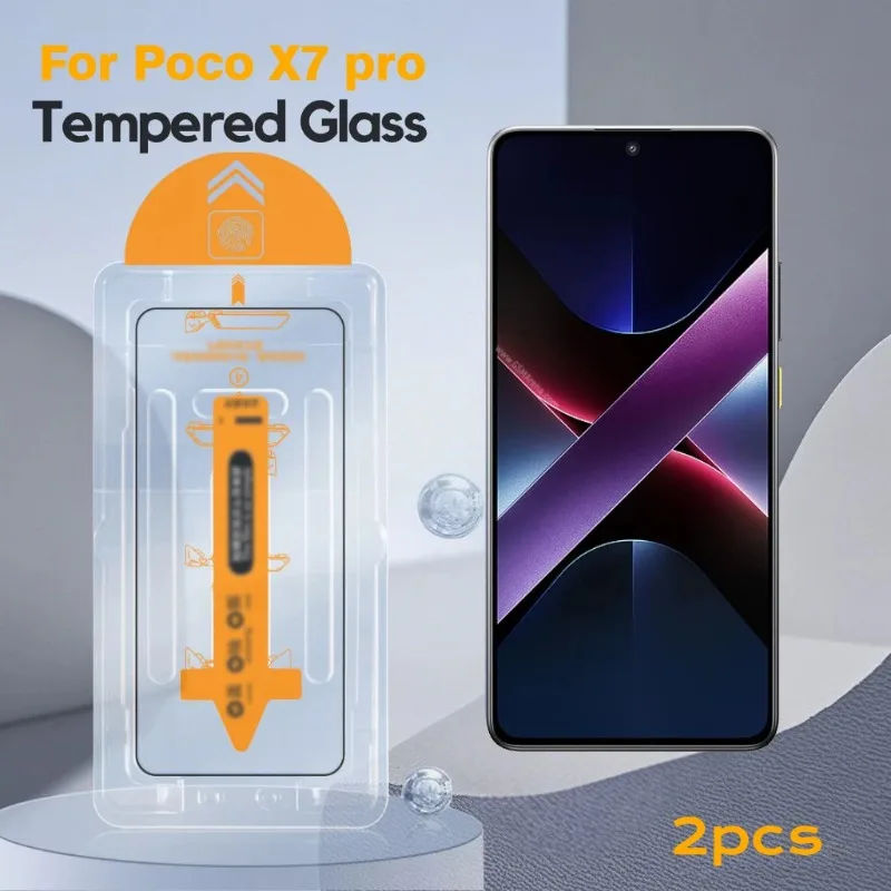 

2Pcs Tempered Glass For Poco X7 Pro Screen Protector Easy Install Film For Xiaomi Poco X7Pro Glass