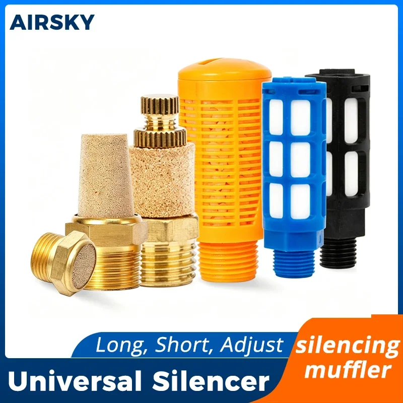 Pneumatic Silencers Air Brass Exhaust Muffler M5 1/8 1/4 3/8 1/2 Fitting Noise Filter Reducer Connector Copper Adjustable BSL