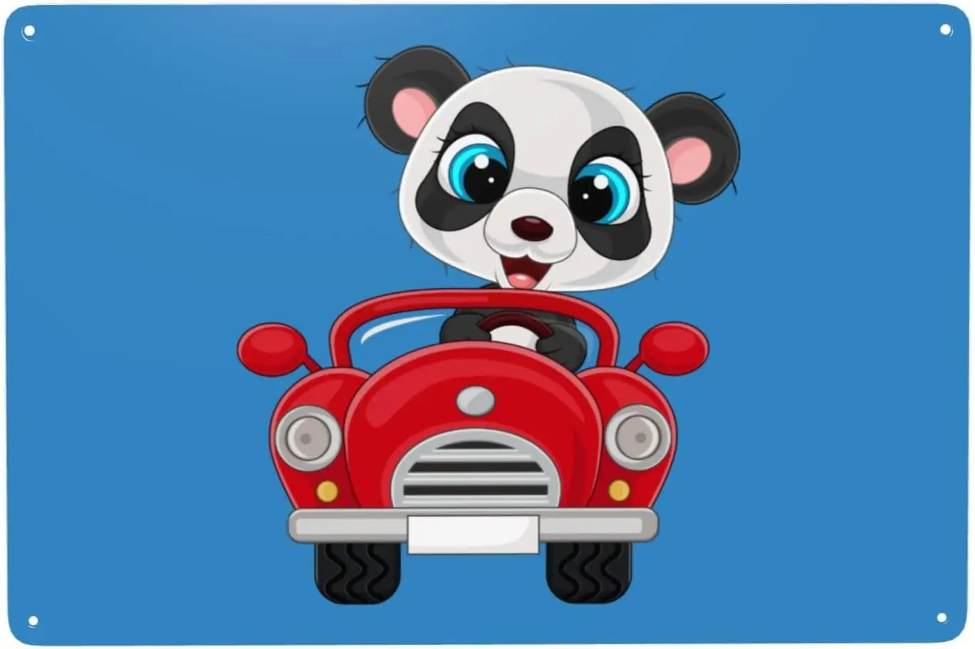 Cartoon Panda Driving Car Tin Signs   Funny Vintage Metal Sign Man Cave Decor Garage Wall Decor