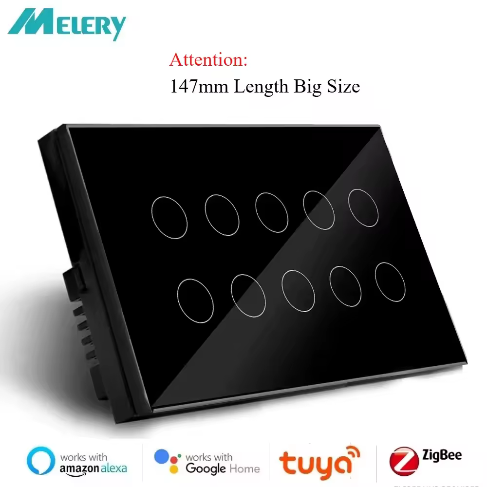 Melery zigbee interruptor de luz inteligente parede toque painel vidro alexa controle voz google casa sinal reapter hub necessário