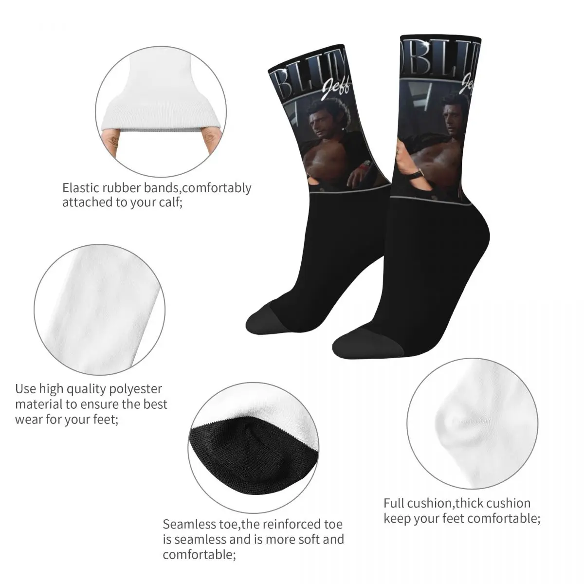 Retro Unisex Vintage Jeff Goldblum Bootleg Socks Accessories Basketball Socks Warm Best Gifts