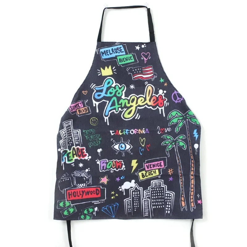 Fashion Printed Cartoon Housework Apron Cake Eiffel Tower Kitchen Cloth Christmas Anti-dirty Sleeveless Apron Decoration Tablier