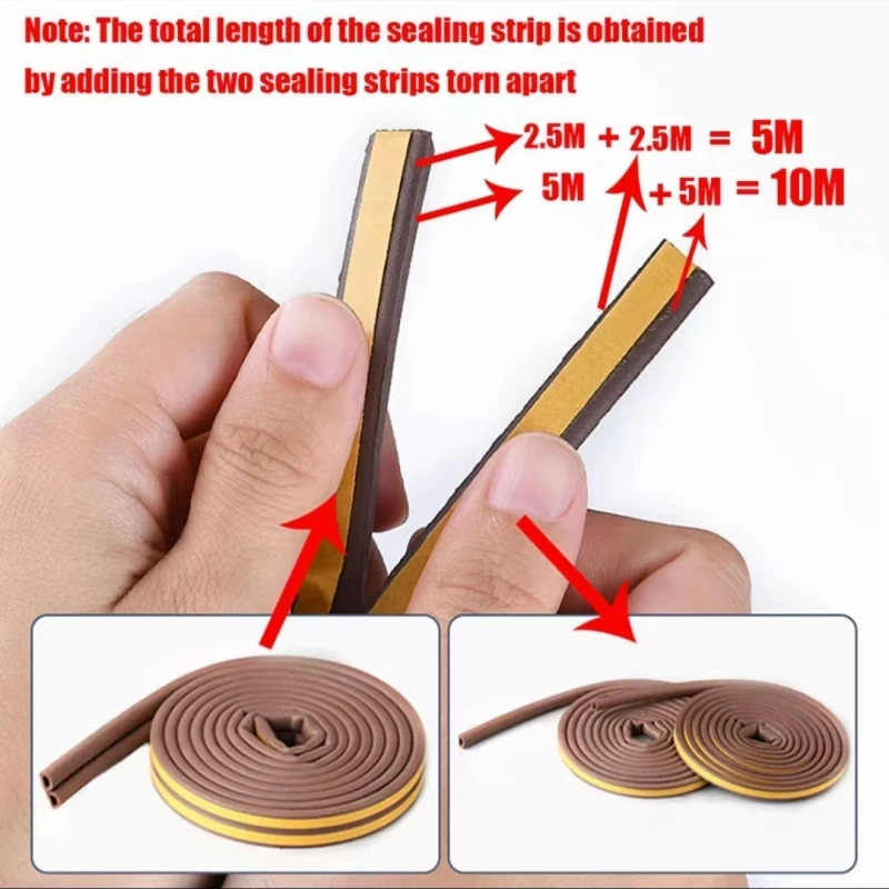 6m/12m/24m Weather Stripping Door Seal Strip Diep Self-adhesive Draft Stopper Tape Window Insulation Noise Rubber Sealing Strip