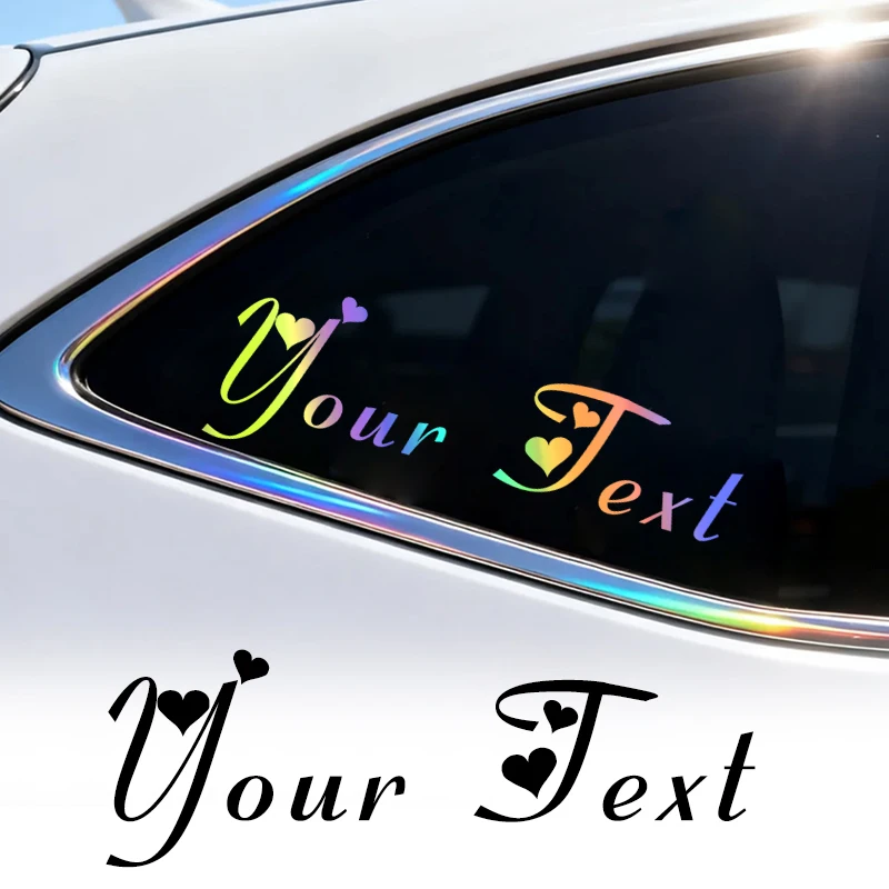

1 шт., только на заказ, текстовый узор в виде сердца, автомобильные наклейки для оконного капота, водонепроницаемые самоклеящиеся виниловые наклейки для стекла мотоцикла «сделай сам»