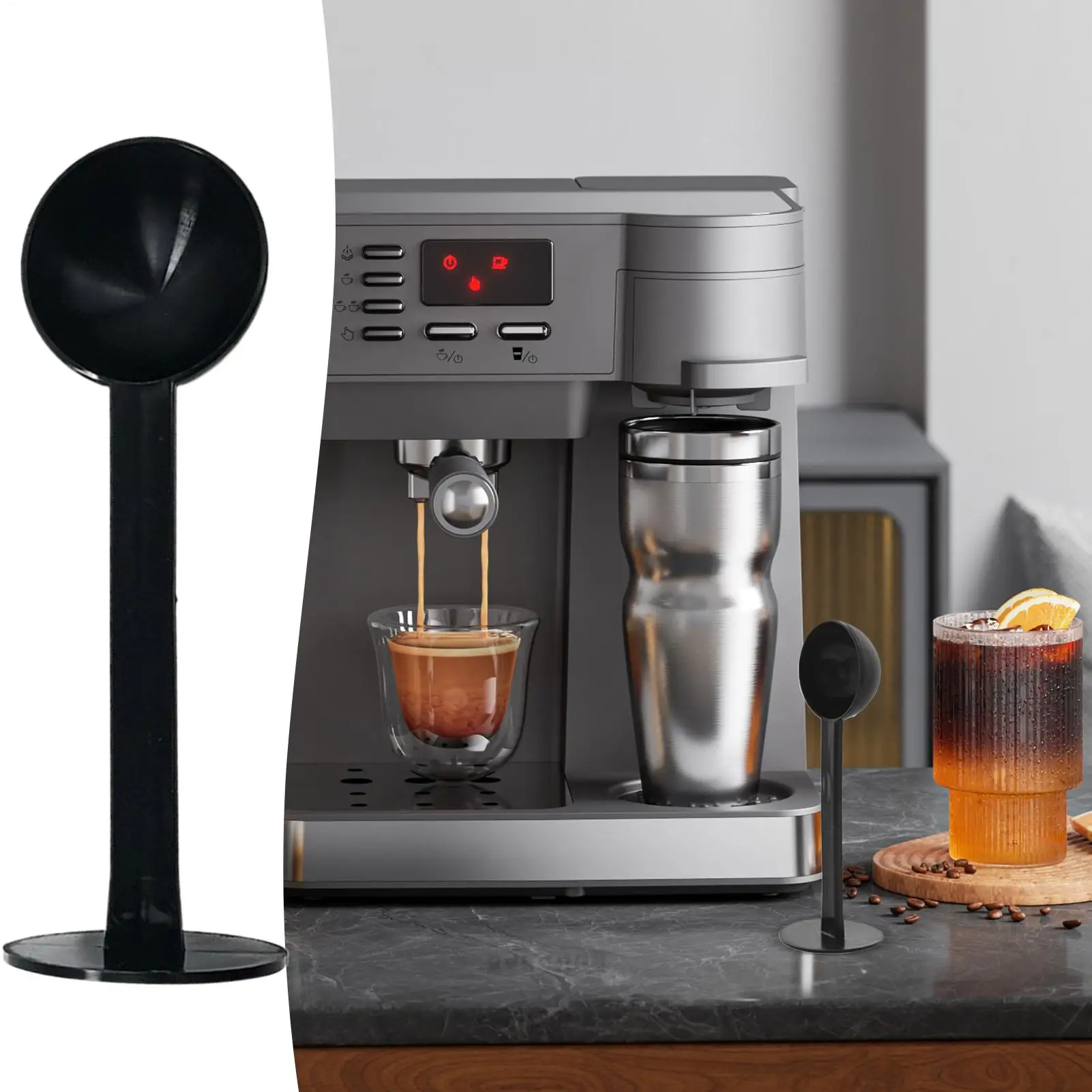 2 In 1 Measurement Coffee Bean Spoon Coffee Scoop with Tamper Hammer Reusable Coffee Tamping Scoop for Household