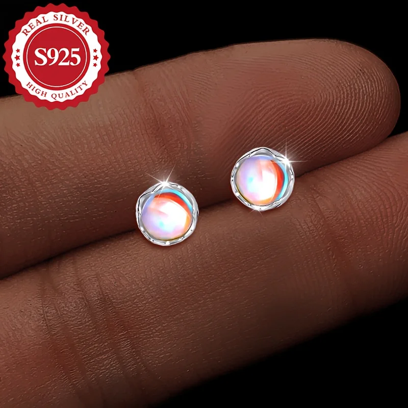 S925 silver women's colorful sparkling earrings, suitable for wearing at banquets, weddings, music festivals, and parties
