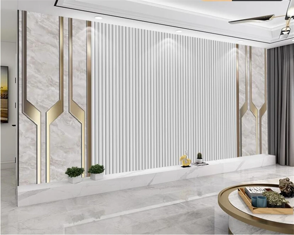 Beibehang خلفية تلفزيون حديثة مخصصة، شبكة خشبية جديدة، غرفة معيشة هندسية، أريكة، ورق حائط مزخرف