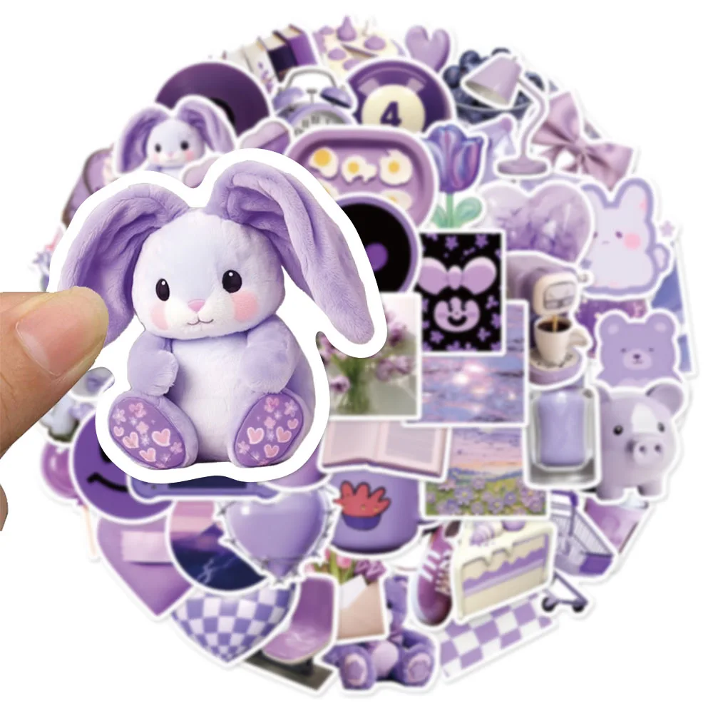 50 Uds. Pegatinas simples y divertidas de estilo Ins púrpura, fundas para teléfono, tazas para ordenador portátil, altavoces, pegatinas impermeables