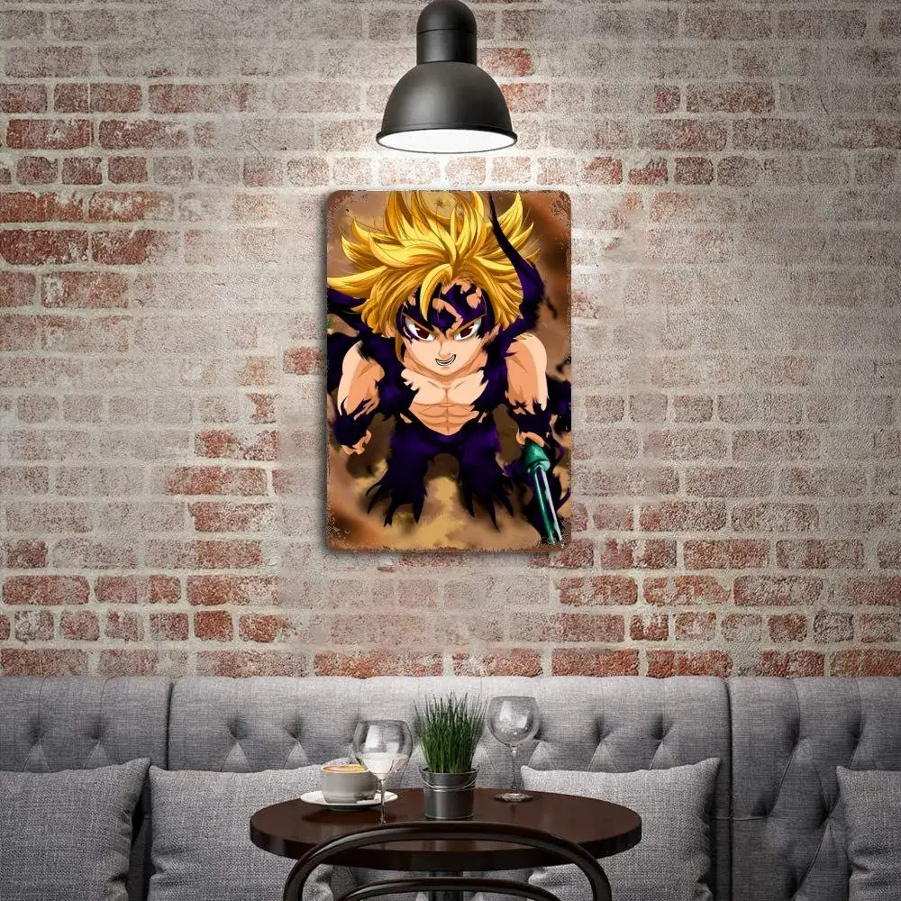 ملصق ديكور أنيمي الخطايا السبع المميتة ، لافتة معدنية قصدير عتيقة ، لوحة زخرفية للحانة ، بار ، كهف رجل ، ديكور حائط النادي #2