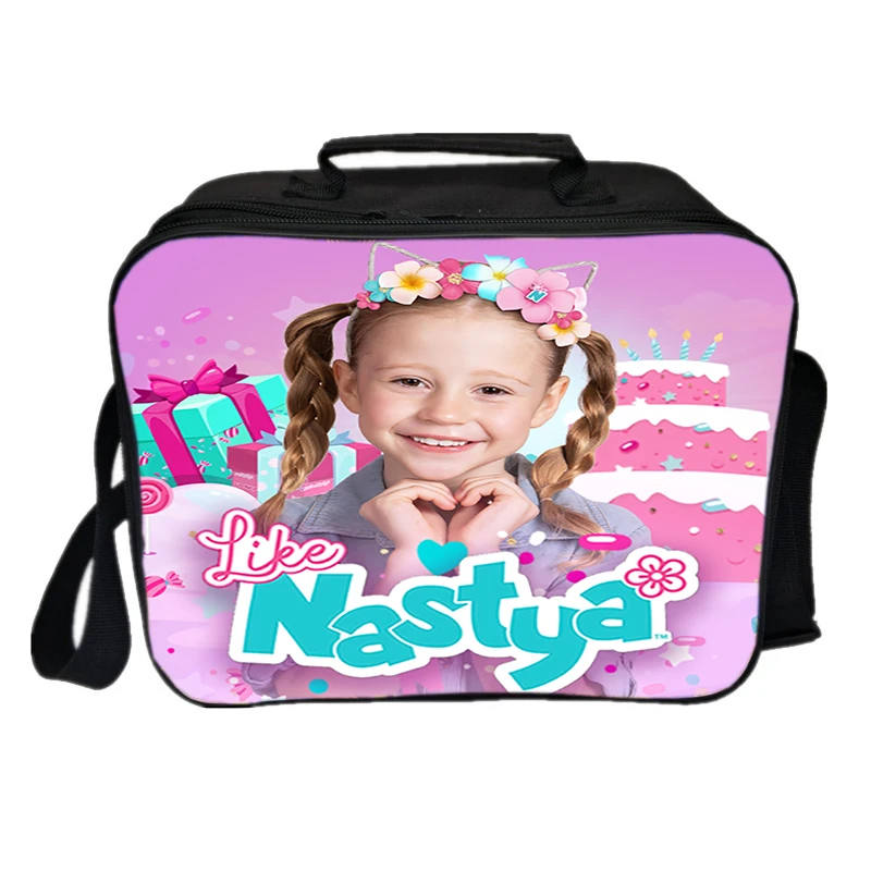 

Kawaii Like Nastya Print Insulated Lunch Bag Insulation Bento Pack Office Cooler Lunchbox Storage Insulated Case Food Handbag