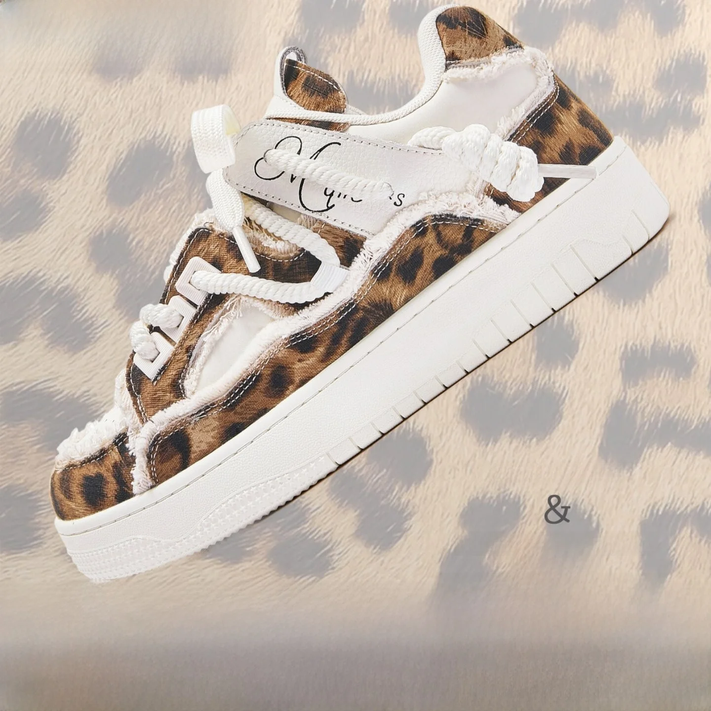 

MQMS2026 Summer Breakdown Aesthetic Leopard Print Bread Shoes Thick Bottom Heightening Men's Women's Casual Board Shoes