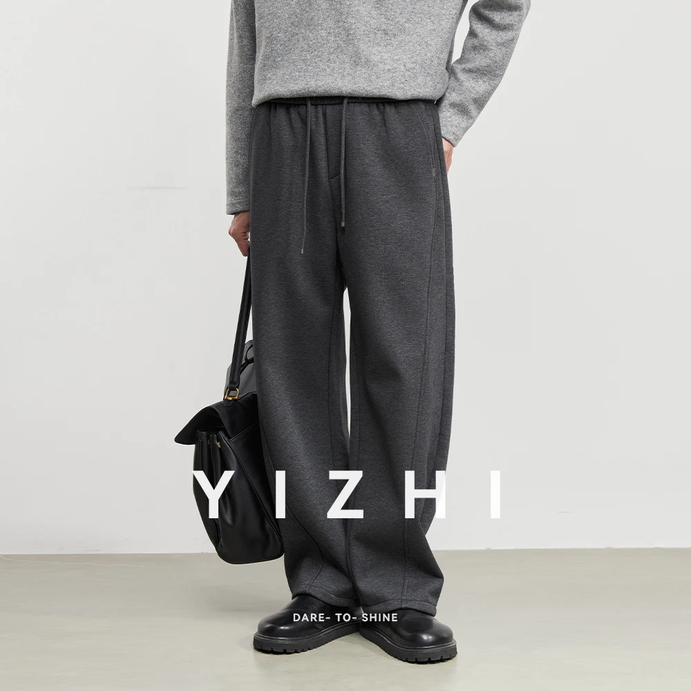 

Fashion Men's Fleece-Lined Straight Leg Sweatpants Loose Fit 2025 Winter New Flowy and Airy Casual Sweatpants