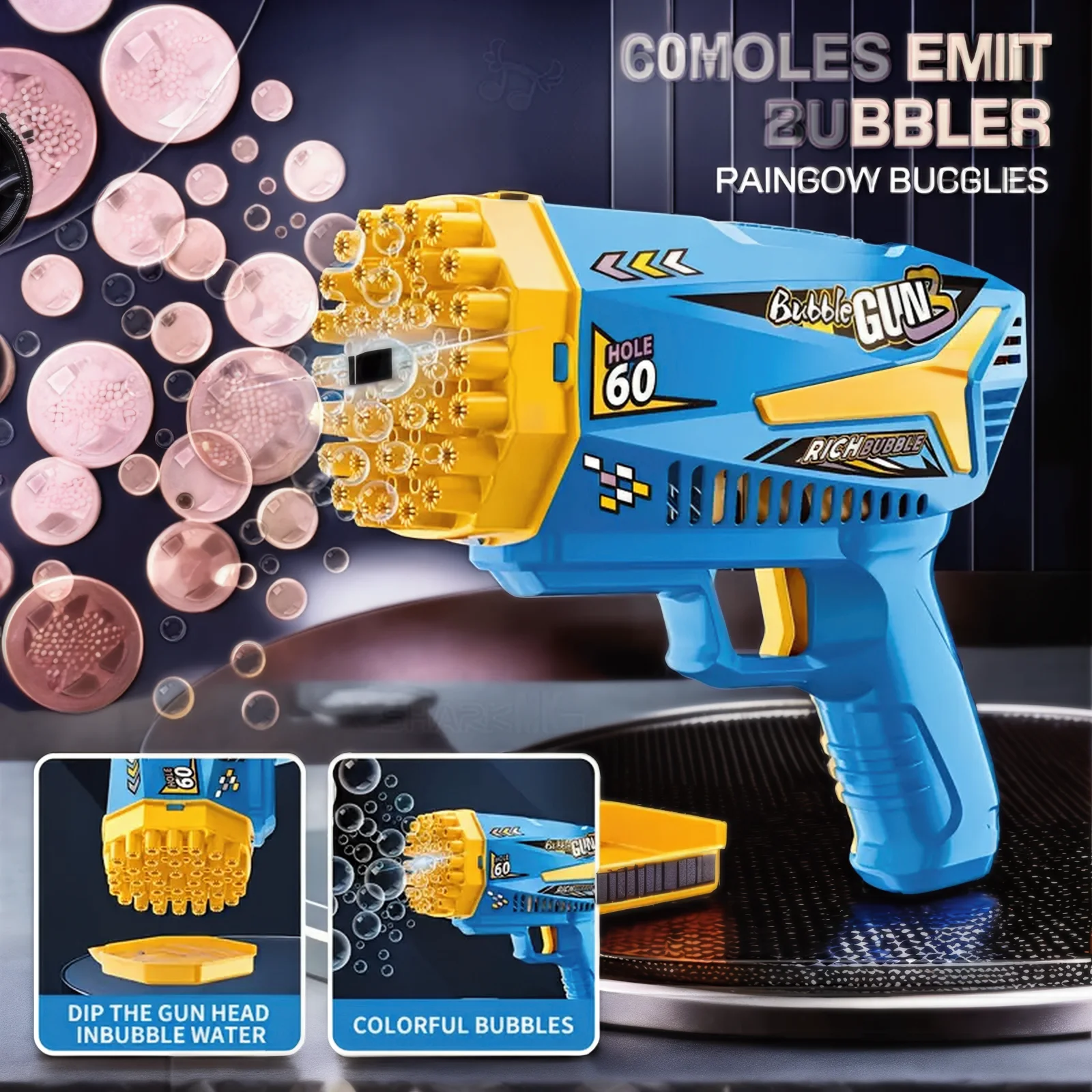 Juguete soplador de burbujas de playa para niños más vendido de verano americano, pistola de juguete de burbujas al aire libre favorita para niños y niñas, imprescindible
