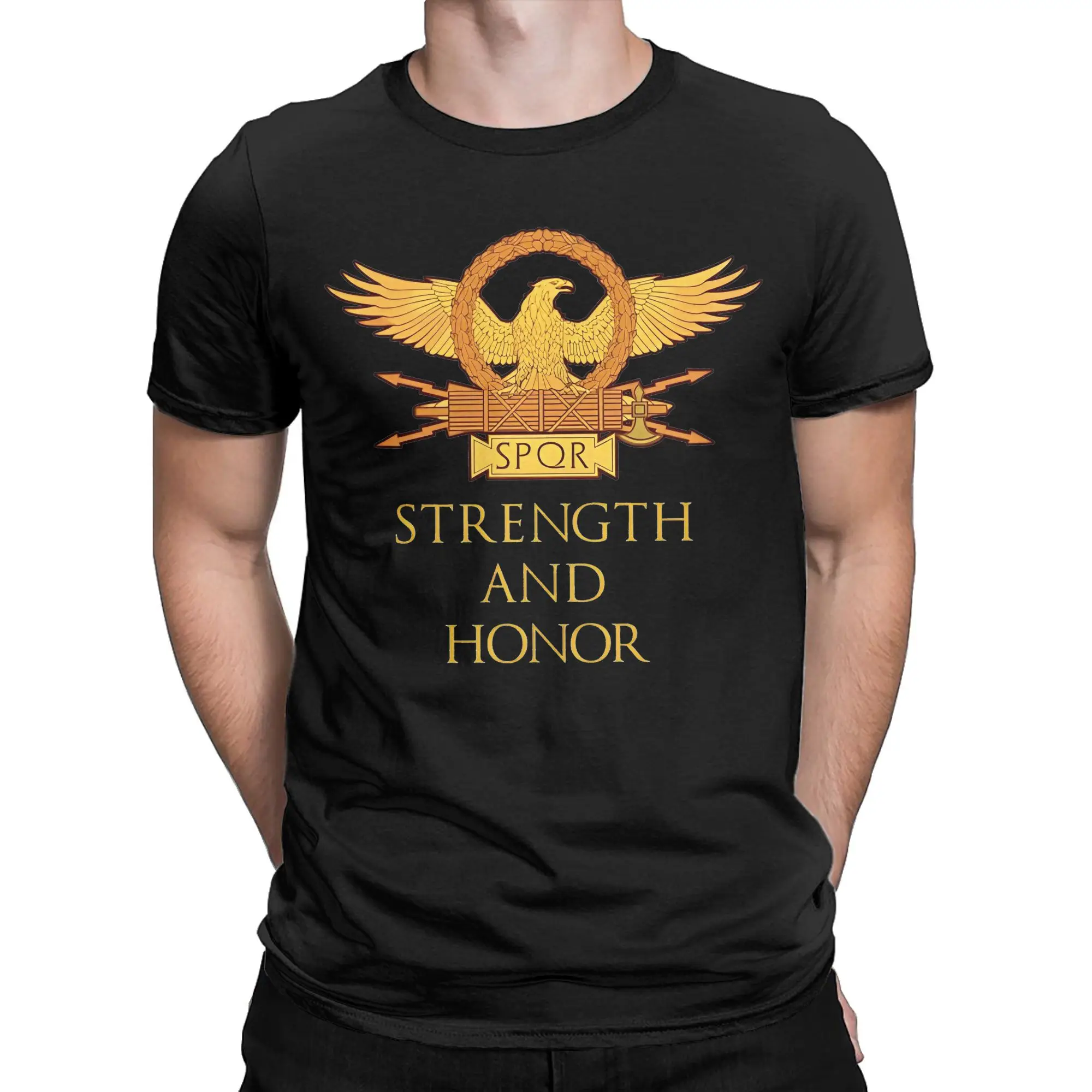 Ancient Rome SPQR  Roman Eagle Legion T-Shirt Strength And Honor Humor Pure Cotton Tees Short Sleeve T Shirts Party Clothing