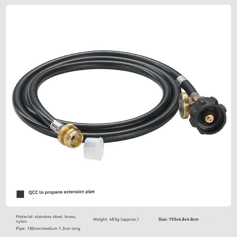 

CAMPINGMOON PZ-106 QCC to Propane Extension Tube 5-40BL Gas Tank with Pressure Gauge Gas Tube to 1-Pound Connector Conversion