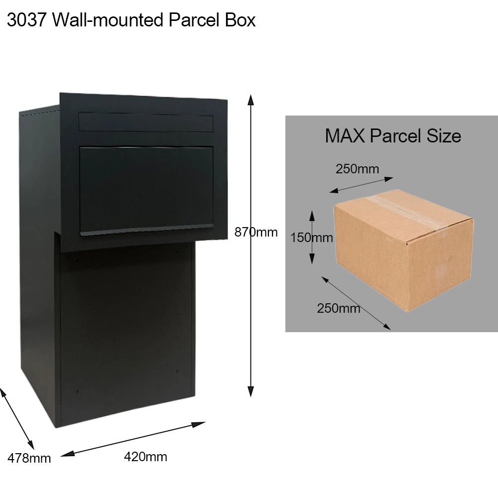 Safe Locking Mounted MailBox for Fence Outdoor Built in Parcel Box