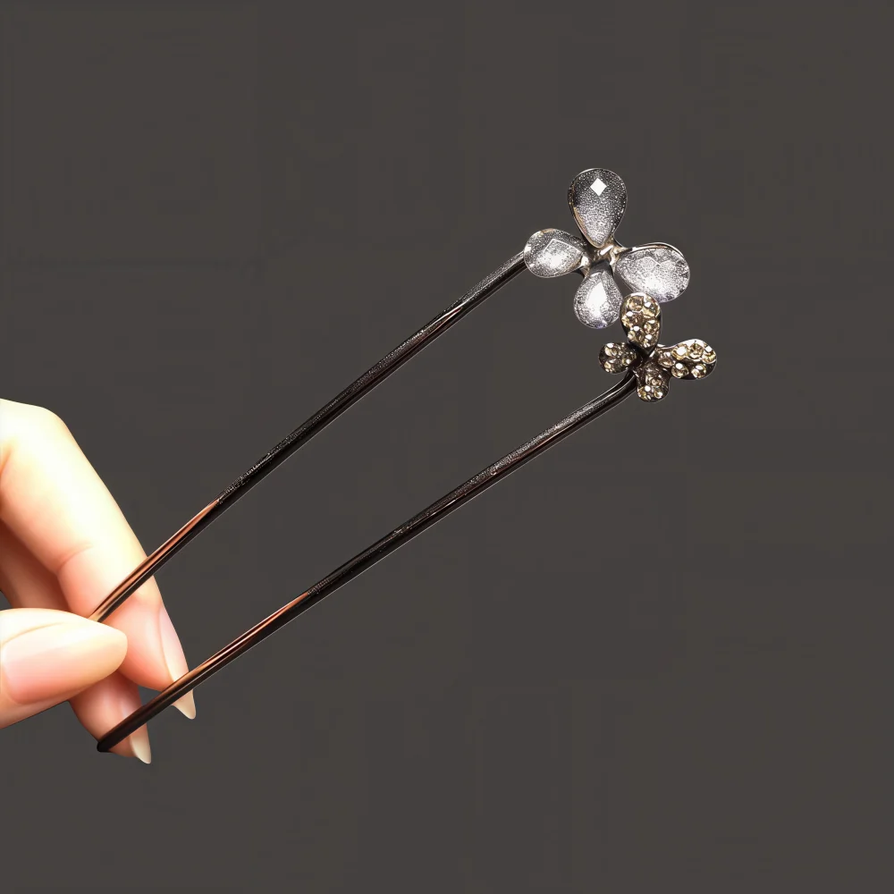 Metall-U-förmige Haarstäbchen mit Perlenquaste, Haargabel, Haarspange, französische Haarnadeln, Haaraccessoires für Damen und Mädchen, Haarschmuck, Styling-Tool – Detail 14