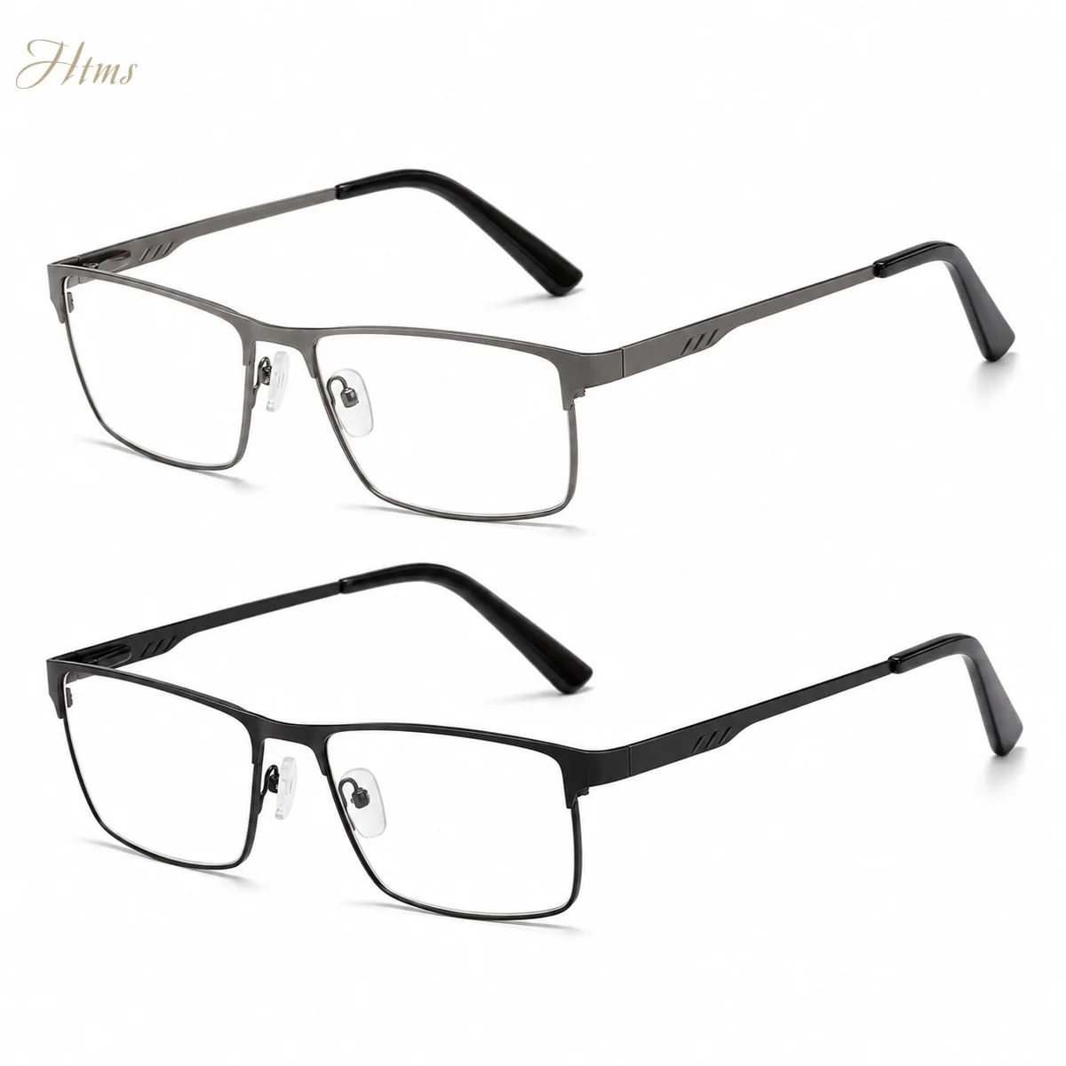 HTMS HTMS Reading Glasses Square Full-Rim Metal Frame Spring Hinges Large Size Black Gunmetal PC Lenses for Seniors Business & Daily - Aliexpress Deal