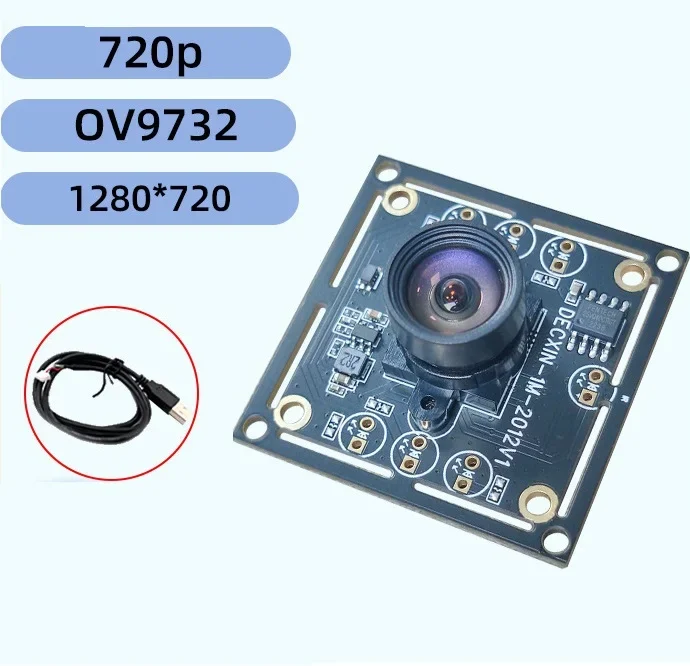 OV9732 1MP Camera Module 100 Degree MJPG/YUY2 Adjustable Manual Focus 1280x720 PCB Board with Cable for WinXP/7/8/10/Linux