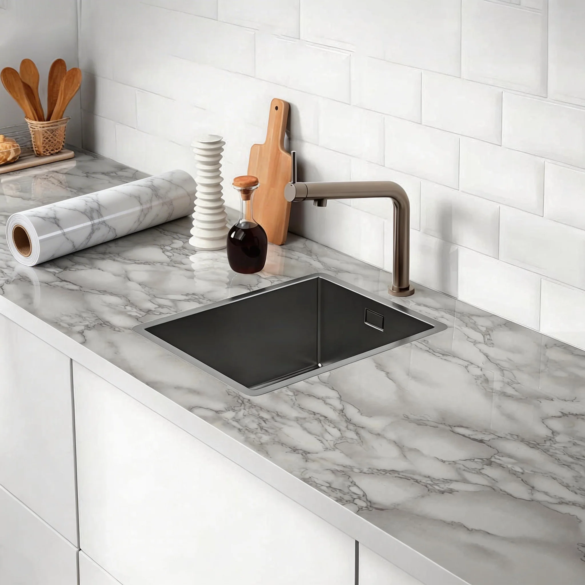 

Самоклеящиеся обои из мраморной пленки 55 см для ванной, кухни, столовой, шкафов, столешниц, водонепроницаемые и устойчивые к плесени.