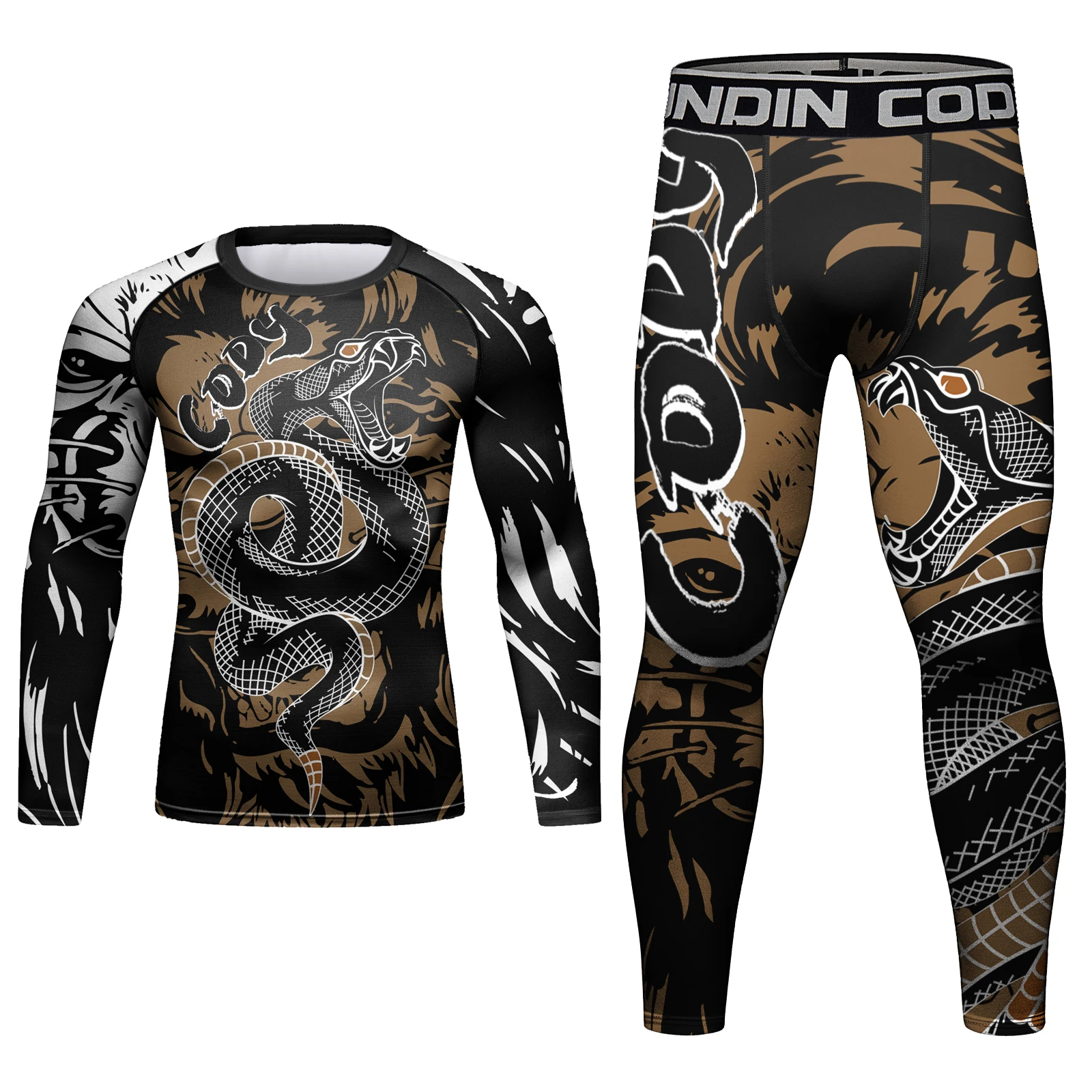 Cody Lundin 남성용 Mma 킥복싱 클럽 래쉬가드 운동복, 피트니스 운동 체육관, 근육 빌딩 타이트 파이팅 운동복 키트