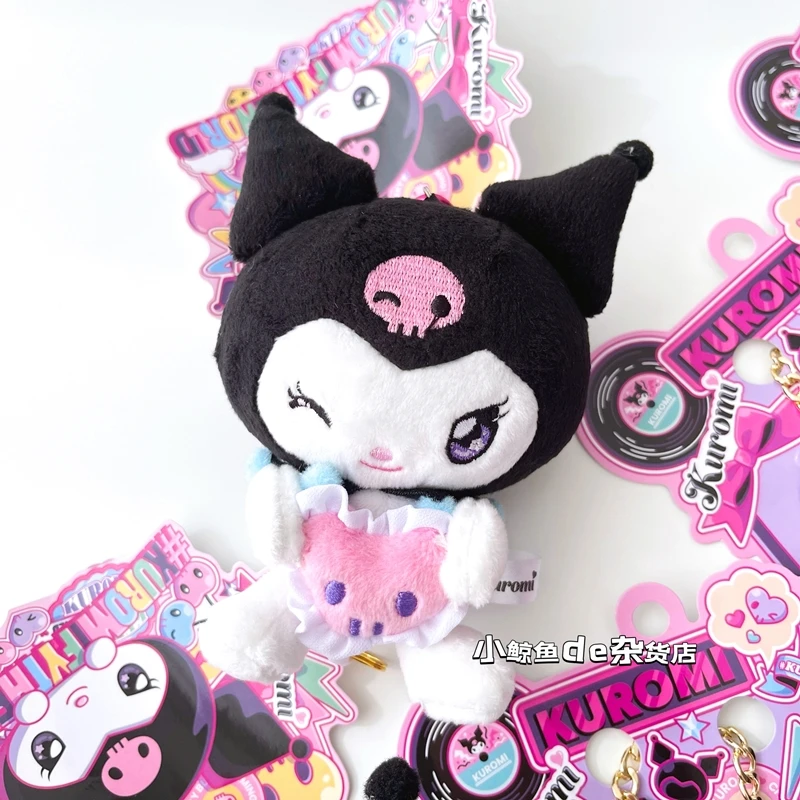 Kuromi Sanrio Limited Love Heart Buckle Plush Doll Pendant Chain Charm Bag Hanging Kawaii Anime Toys for Girl Children Gift