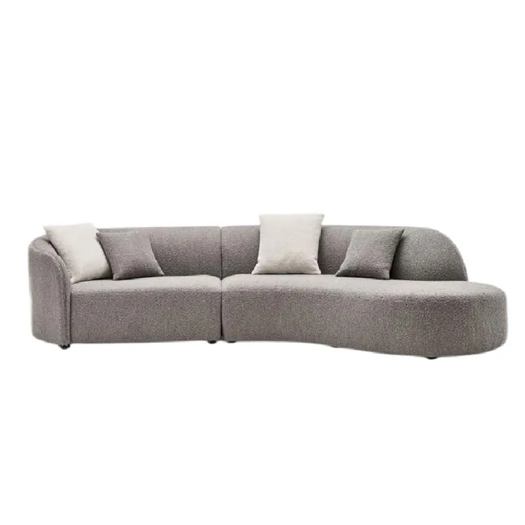 * Teddy Fabric Curve Shape Sectional Sofas 2.8/3.2/3.4m Long Corner Sofas for Villa or Star Hotel