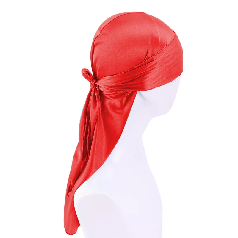 Men\'s Thick Silky Durags Bandanas Turban Cap Wigs Doo Men Satin Durag Headwear Headband Hair Accessories Extra Long Tail Du-Rag