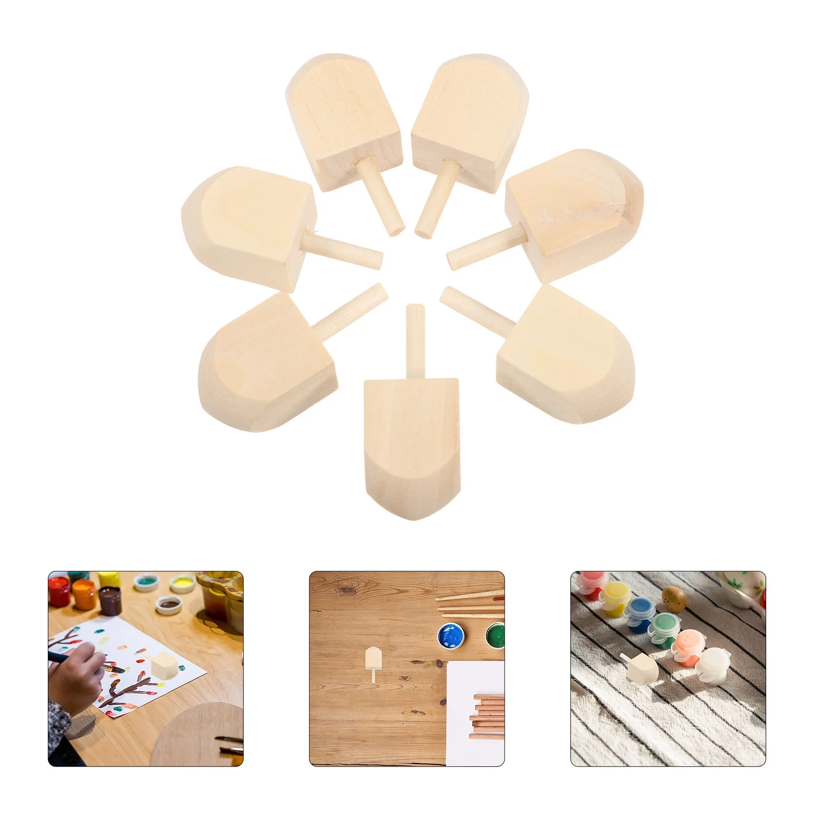 10 Pcs Wooden Spinning Top Christmas Gifts Hanukkah DIY Crafts Toy Toys Chanukah Decorations Lotus Tree Games Child Tops