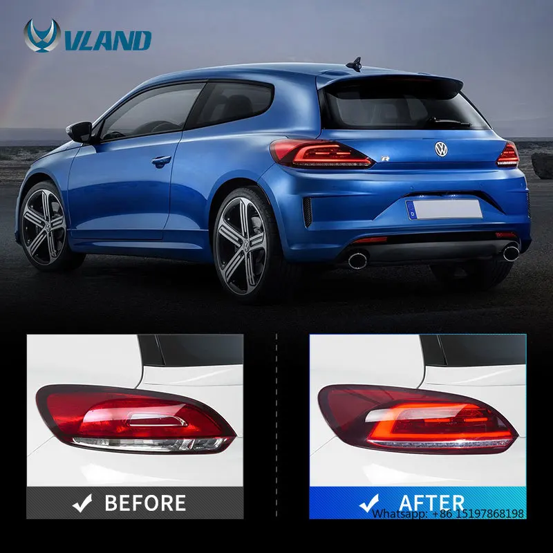 VLAND Luces traseras LED completas Luz trasera 2009-2014 3.a generación (de tercera generación) para VW Scirocco