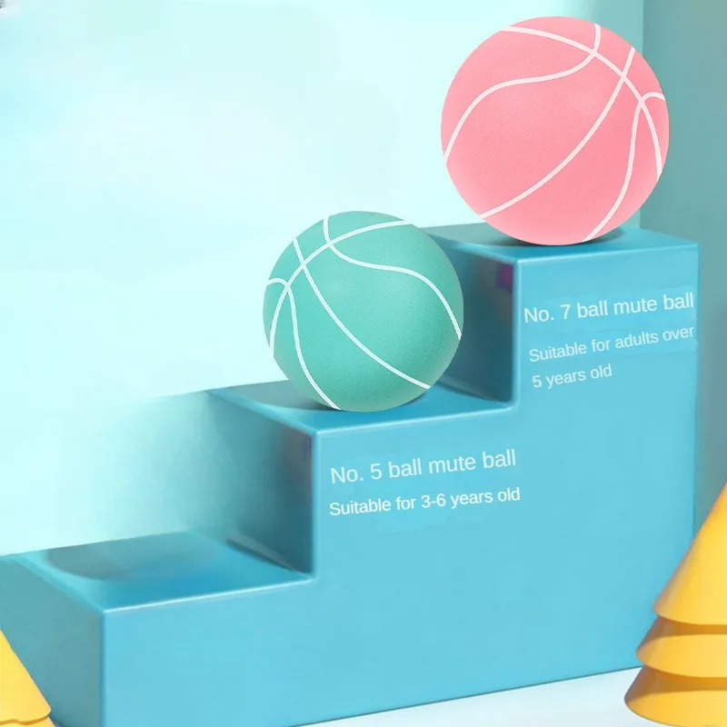 Balle silencieuse en PU pour enfants, balle d'applaudissements silencieuse pour enfants, balle élastique amusante en intérieur, basket-ball No.5 et No.7