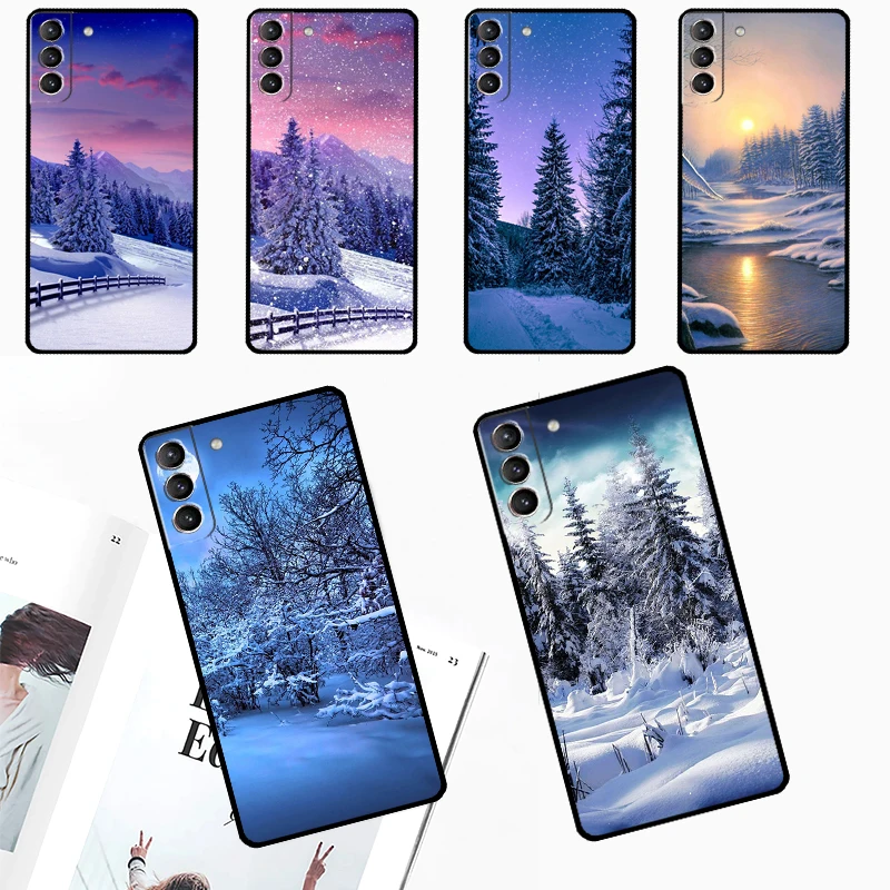 Landscape Winter Light Snow Phone Case For Samsung Galaxy S24 Ultra S22 Plus S20 S21 S23 FE Note 20 10 S8 S9 S10 Cover