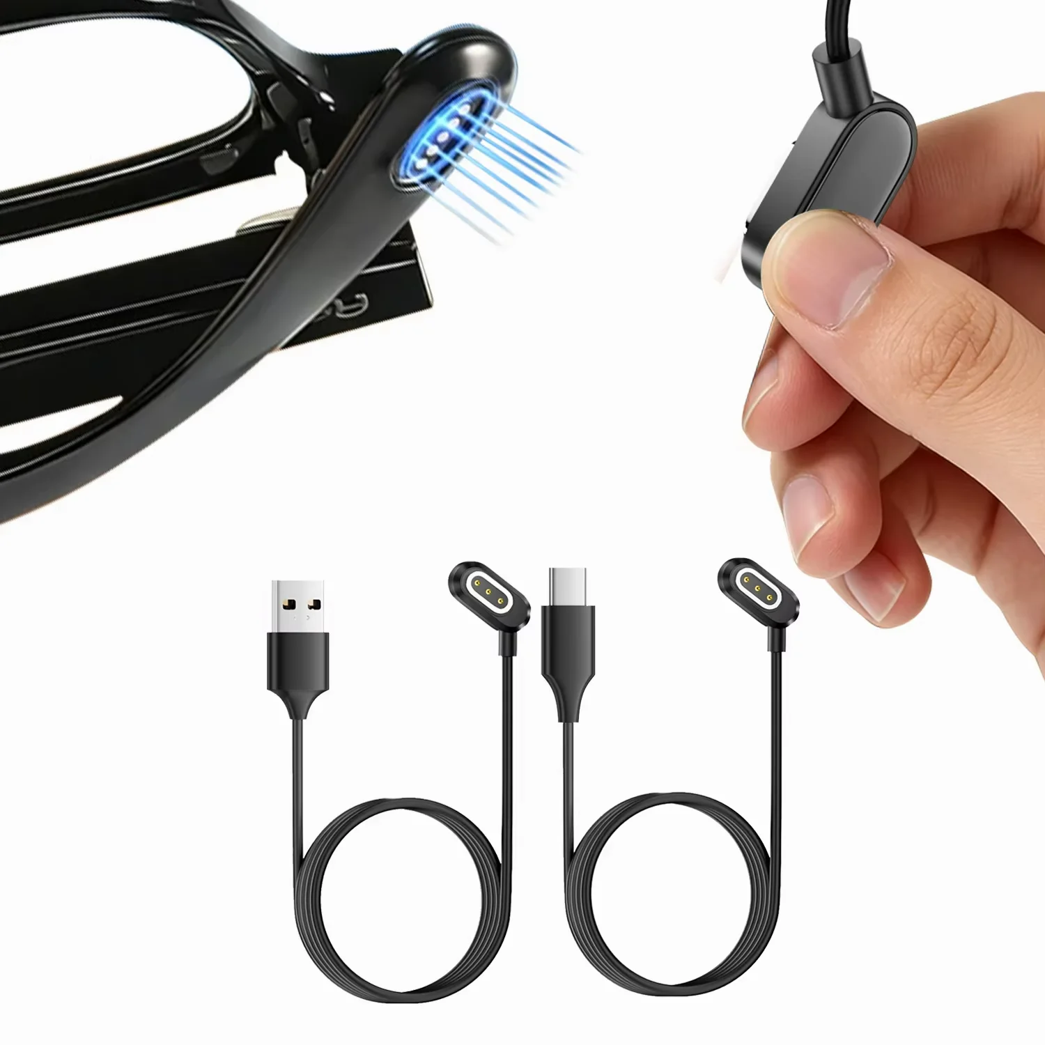 

USB Magnetic Charging Cable for BOLON & for Rokid AI Smart Glasses 120cm USB C Magnetic Charger Cord 5V 0.5A Safe Charging Wire