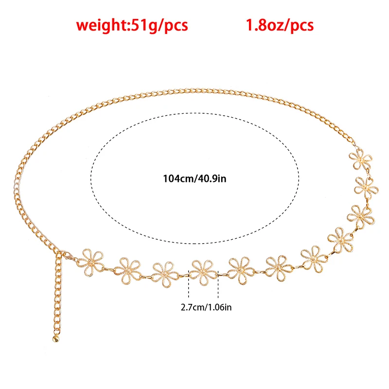 Vintage Metal Hollow Floral Chain Ethnic Waist Chain Women Daily Decor Strap Body Belt view 6