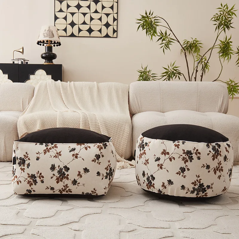 Vintage brown floral pier living room lazy sofa carpet foot futon