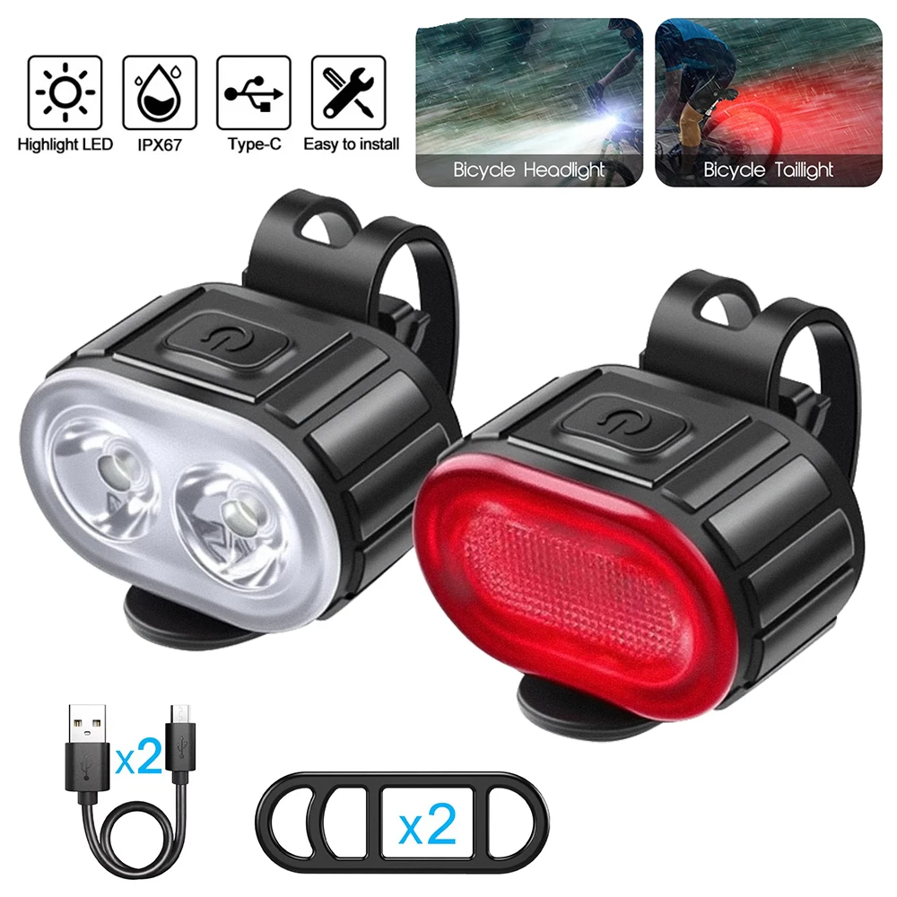 أضواء دراجة الدفاع عن النفس USB قابلة للشحن دراجة الضوء الأمامي والخلفي الضوء الأمامي الضوء الخلفي الدراجات فانوس الدراجة مصباح يدوي #1
