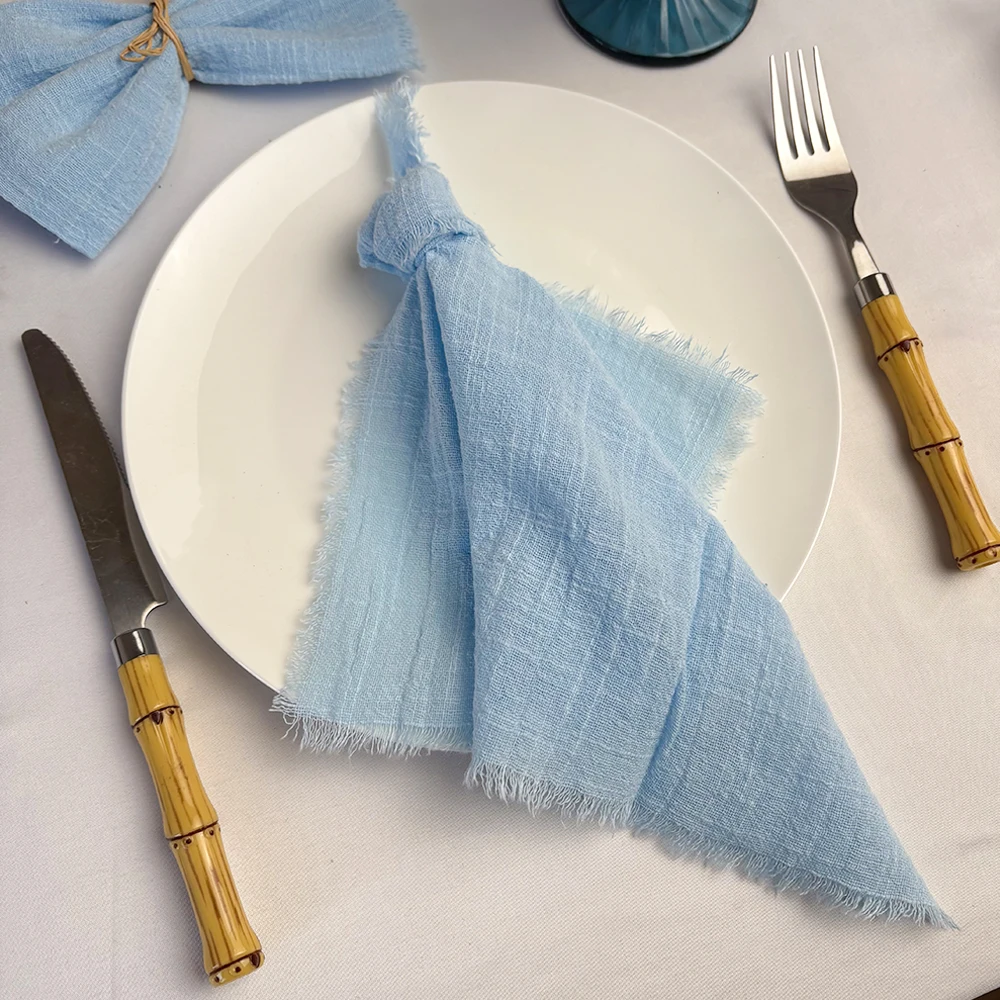 Lot de 10 serviettes en gaze de coton, tissu naturel doux, sortie d'usine, pour table de mariage, anniversaire, Noël, Thanksgiving