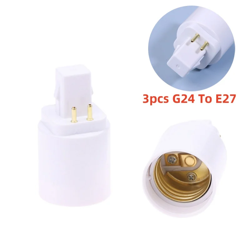 3Pcs 4 Pin Conductive G24 To E26/E27 Socket Adapter G24Q Lamp Base Adapter G24Q To Medium Light Socket Converter