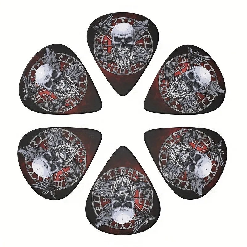 6-delige originele geluidsplectrums, dubbelzijdig bedrukte ukelele gitaarvingergranaatscherven, sleutelhangerholster, cadeau voor muziekliefhebbers