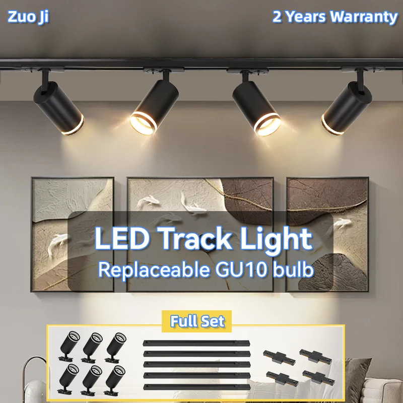 

Track Light Spotlight GU10 Replaceable Bulb Led Ceiling Lighting 110-265V Track Lamp Rail Lighting for Living Room Shop Kitchen